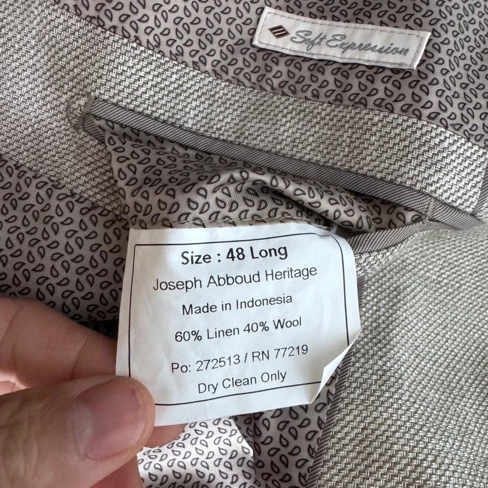 Joseph Abboud Heritage Blazer Mens 48L Gray Linen Wool‎ Blend (damaged)